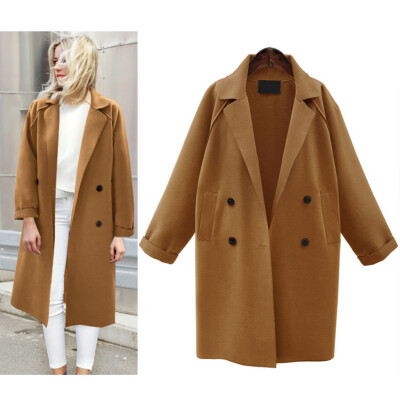 

Toponeto Large Size Womens Wool Coat Womens Long Windbreaker Woolen Coat
