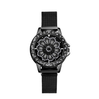 

Women Big Dial Wristwatch Lady Alloy Case Stainless Steel Band Watch Exquisite Luxury Flower Watch