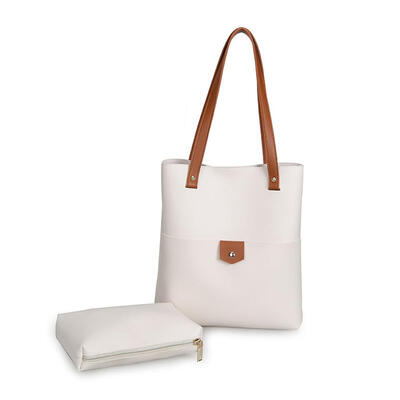 

2pcs Solid Color Bag Women Large Capacity Shoulder Leather Bags Zip Clutch