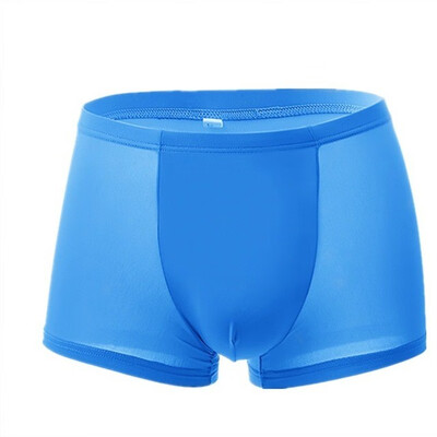 

Explosive Pure Color Ultra-thin Air-permeable Mens Underwear Sexy Transparent Flat-angle Shorts Free of Freight