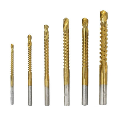 

6 PCS Twist Drill Saw Drill Set High Speed Steel Carpentry Multi-function Metal Expansion Punch Groove Sawtooth Set Professional &