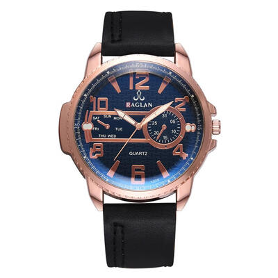 

Fashion PU Leather Strap Analog Quartz Watch Men Casual Big Dial Wristwatch