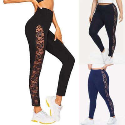 

UK Women Sexy Lace Hollowed Skinny Stretchy Yoga Pants Crop High Waist Leggings
