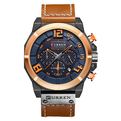 

CURREN Men\s Band Material Type Leather Quartz Dress Watch