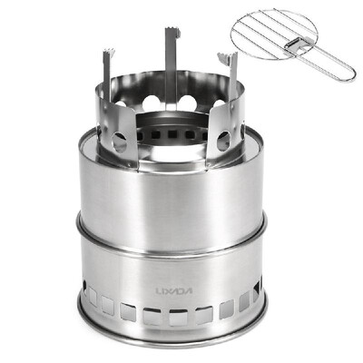 

Folding Camping Stove Outdoor Cooking Wood Burning Stove with Alcohol Tray Hiking Backpacking Picnic