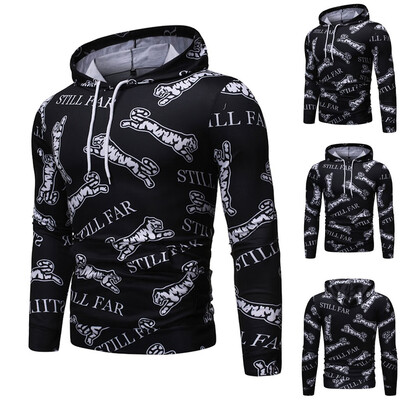 

Gobestart Men Splicing Tie Dyeing Pullover Long Sleeve Hooded Sweatshirt Tops Blouse