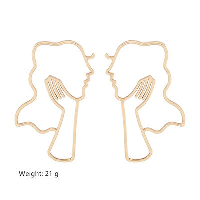

Korean Exaggeration Big Earrings Hollow Gold Girl Face Head Portrait Dangle Drop Earrings For Women Earings Fashion Jewelry 2019