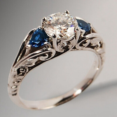

Geometric new European&American sapphire engagement ring