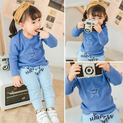 

Spring Soft Knitted Cute Star Girl Children T-shirt Pullover Bottoming Tops