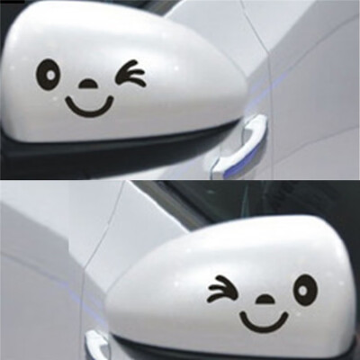 

2Pcs Creative Lovely SMILING FACE Reflective Car Stickers Funny Car Stickers Rearview Mirror Decals