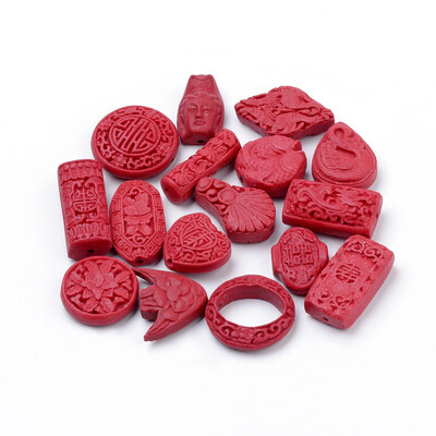 

Cinnabar Beads Carved Lacquerware Red 1540x1030x615mm Hole 13mm 42pcsbag