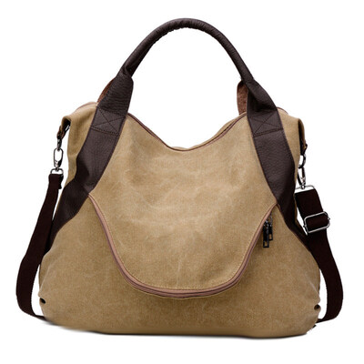 

Vintage Canvas Large Capacity Womens Tote Shoulder Bag Handbag Zipper Pouch