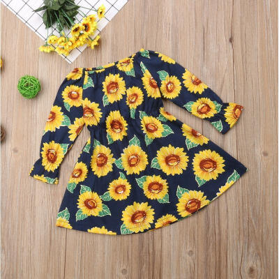 

Kids Fashion New Cute Toddler Kid Baby Girl Sunflower Clothes Princess Party Prom Floral Summer Dress