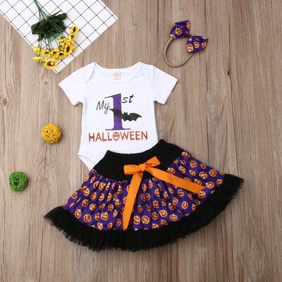 

Newborn Baby Girls Halloween Romper Tutu Dress Headband Clothes Outfits Set