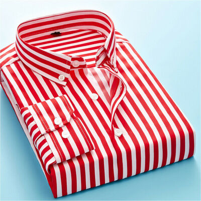 

SUNSIOM Fashion Mens Slim Fit Stripe Shirt Long Sleeve Cotton Dress Shirts Casual Tops