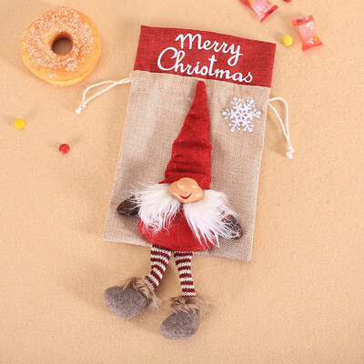 

FUNNYBUNNY Christmas Decorations Forest Man Gift Bag Christmas Nordic Old Man No Face Doll Cartoon Beam Mouth Linen Bag Report