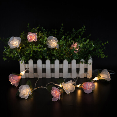 

〖Follure〗Fiber Optic Rose String White Powder Phase Flower Decorative Lights 10LED