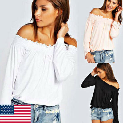 

New Fashion Women Summer Hot Off Shoulder Tops Loose T-shirt Casual Shirt Blouse