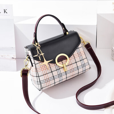 

Baggage ladies fashion summer handbag single shoulder Plaid twill small square bag Korean version Baitie texture