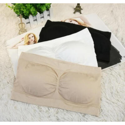 

3 Colors Strapless Strap Women Bra Bandeau Tube Top Removable Pads Seamless Crop Top Colors