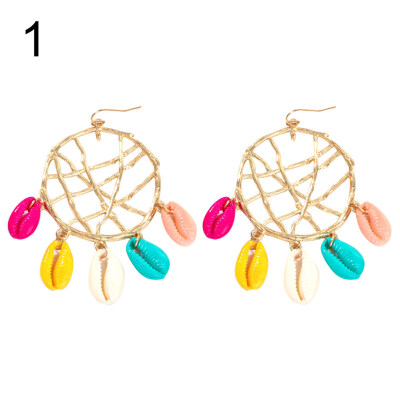 

Creative Dreamcatcher Colorful Cowrie Shell Drop Dangle Women Earrings Jewelry