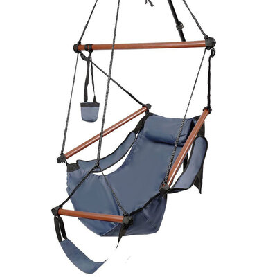 

Hammock Hanging Chair Air Deluxe Outdoor Chair Solid Wood 250lb Blue Indoor