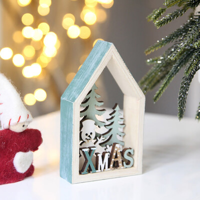 

Tailored Christmas Gift Desk Wooden Cabin Decoration Macaron Style Chalet Home Decoration
