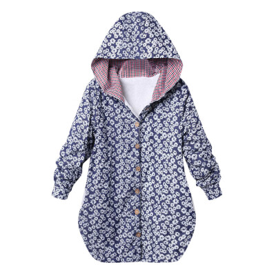 

Toponeto Womens Winter Warm Outwear Floral Print Plaid Hooded Pockets Oversize Coats