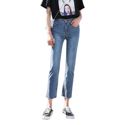 

Casual High Waist Jeans Women Slim Denim Pencil Pants Solid Skinny Trousers