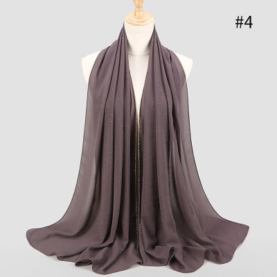 

New high quality pearl chiffon inlay bit towel spring&summer long section Muslim woman hijab scarf