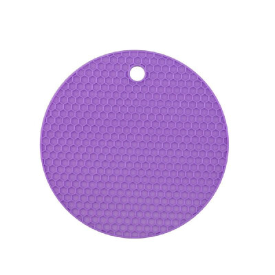 

Kitchen Gadget Long-lasting Silicone Round Non-slip Heat Resistant Mat Cushion Placemat Pot Holder Purple