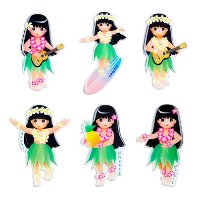 

〖Follure〗6 Pcs Hawaii Girl Series Magnetic Refrigerator Stickers