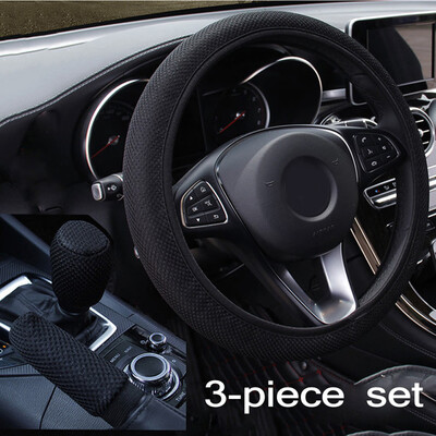 

1pc Black Car Steering Wheel Cover Decor Fit For 37-38CM Steering Wheel Diameter