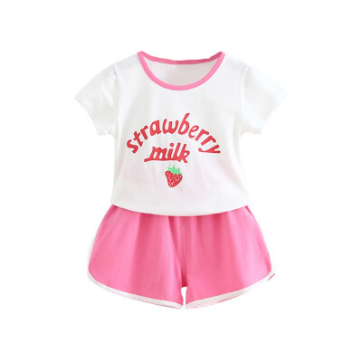 

Summer Baby Boys Girls Short Sleeve Strawberry Print T-shirt TopsShorts Casual Outfits Sets Baby Boy Clothes