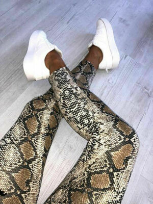 

Womens Ladies Leopard Snake Animal Print High Waist Stretchy Leggings Pants