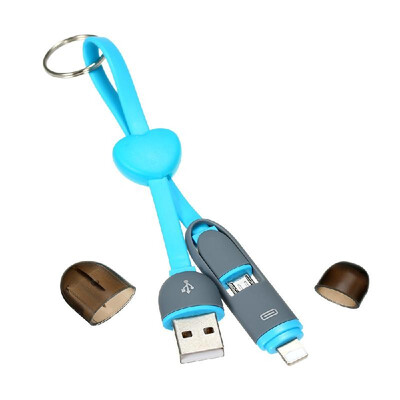 

USB Charging Cable 2 in 1 Charging Cable Micro USB Lightning Ports Mobile Phone Charger for iPhone Android Black