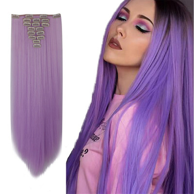 

8 PcsSet Fashion Long Curly Wavy Straight Clip In Hair Extension Sexy Heat Resistant Party Hair Natural Synthetic Hair For Women