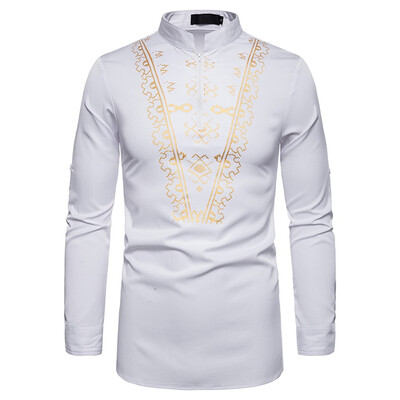 

Tailored Mens Fashion Leisure African Style Printing Long-sleeved Shirt Tops Blouse