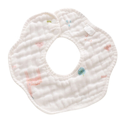 

8-layer Cotton Gauze 360 Degrees Rotating Infant Baby Bibs Print Cotton Saliva Towel Baby Bibs