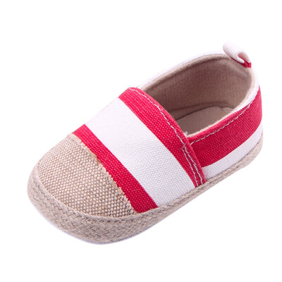 

Infant Baby Canvas Toddler Sneaker Anti-Slip Canvas Striped First Walkers Shoes