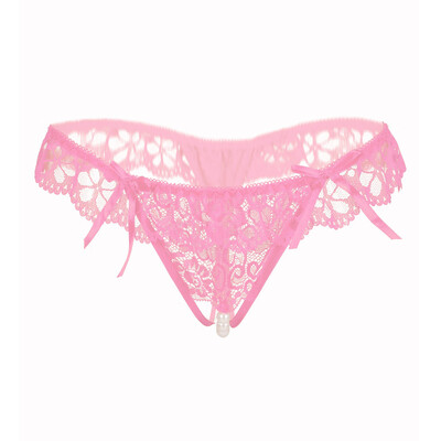 

Toponeto Women Sexy Underwear LaceTransparent Panties Thongs G String Pearl Sexy Lingerie