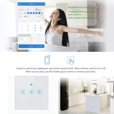 

〖Follure〗UK Smart WiFi Three Way Button Switch For Amazon AlexaGoogle Home App Control