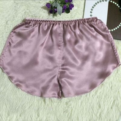 

Women Silk Shorts Elastic Waist Lingerie Mid-rise Lounge Pants Sleepwear Shorts