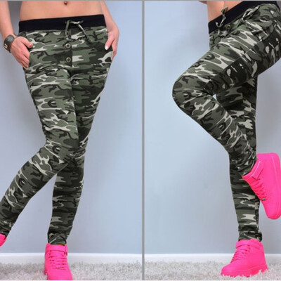 

Tailored Women Camouflage Tight Fitting Elastic Force Pencil Pants