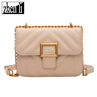 

Year PU leather Korean version of the cover type embroidery line womens small square bag cross section square popular f