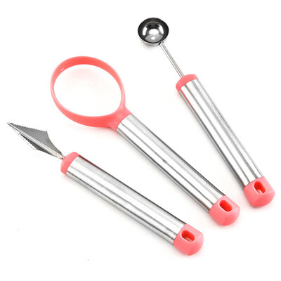 

3Pcs Melon Baller Carving Knife Fruit Scoop Slicer Dig Pulp Separator Cutter