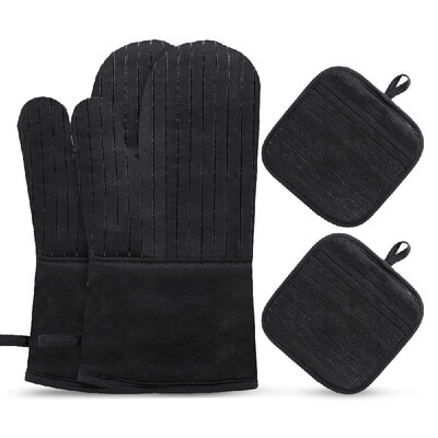 

Cotton Silicone Oven Mitts Heat Resistant Non-Slip Barbecue Gloves Kitchen Oven Gloves Potholders 1 Pair Oven Mitts 2 Pot Holders