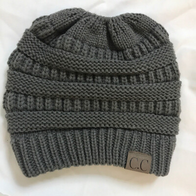 

Autumn winter hat knit ponytail warm cap ladies wool cap