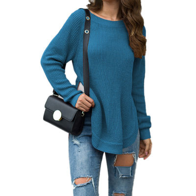 

Women Autumn Concise Fashion Casual All-match Solid Color Pullover Long Sleeve Sweater