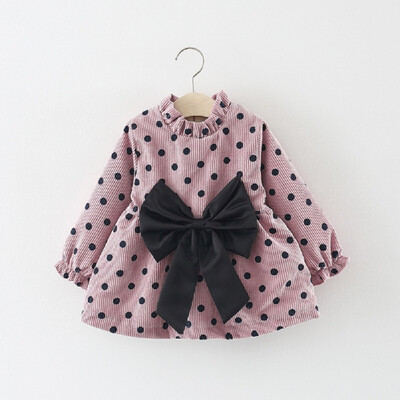 

Toddler Infant Baby Girl Dot Flower Clothes Long Sleeve Dress Tutu Lace Dress